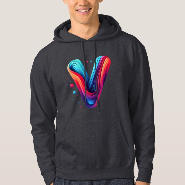 Moletom Letra V: Vitória Vívida, Vibes Vibrantes (Frente)