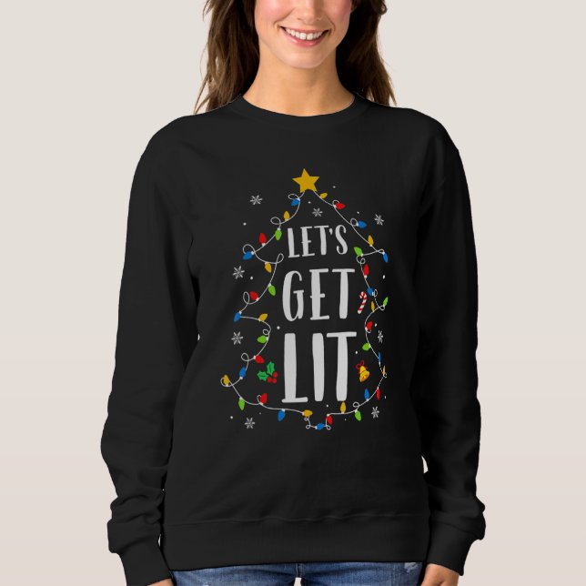 Moletom Let's Get Lit Christmas Lights Tree Xmas Family Ma (Frente)