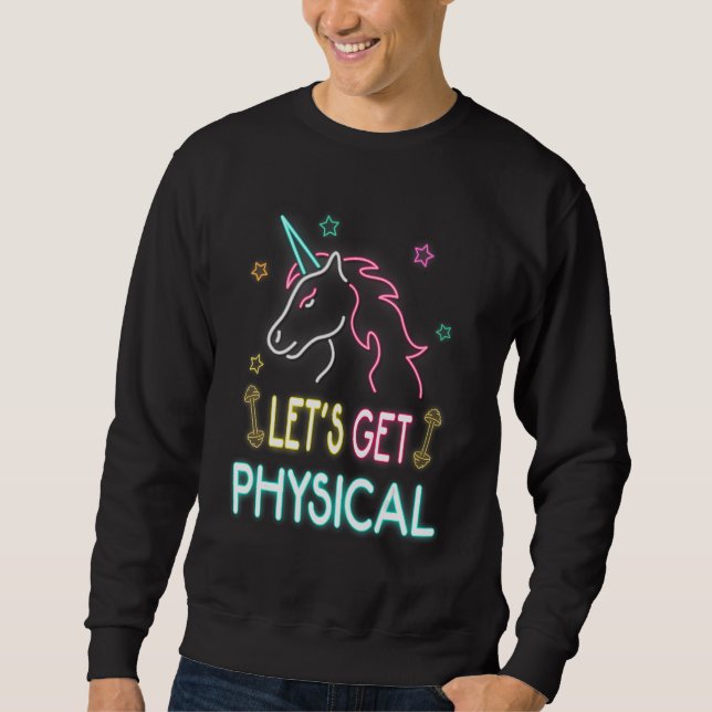 Moletom Let's Get Physical Workout Unicorn 80s Retro (Frente)