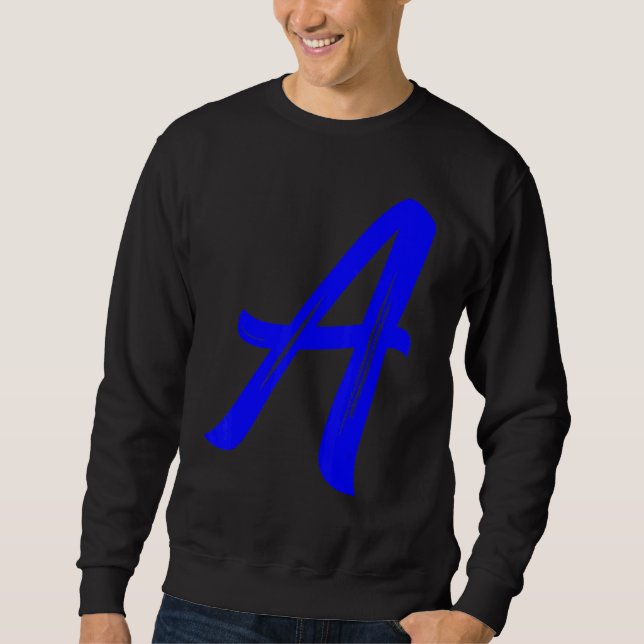 Moletom Letter A Alphabet Large Blue Graphic Initial (Frente)