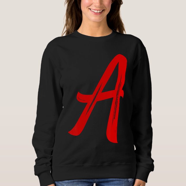 Moletom Letter A Alphabet Large Red Graphic Initial (Frente)