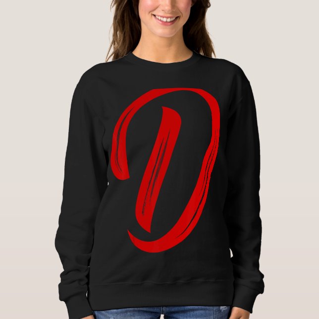 Moletom Letter D Alphabet Large Red Graphic Initial (Frente)