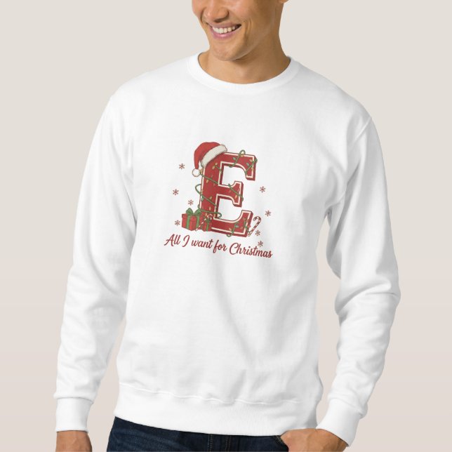 Moletom Letter E Christmas Monogram Design (Frente)