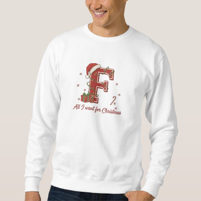 Moletom Letter F Christmas Monogram Design (Frente)