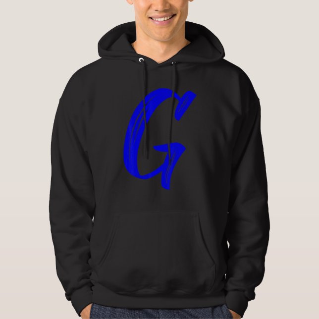 Moletom Letter G Alphabet Large Blue Graphic Initial (Frente)
