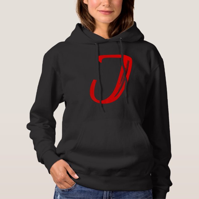 Moletom Letter J Alphabet Large Red Graphic Initial (Frente)