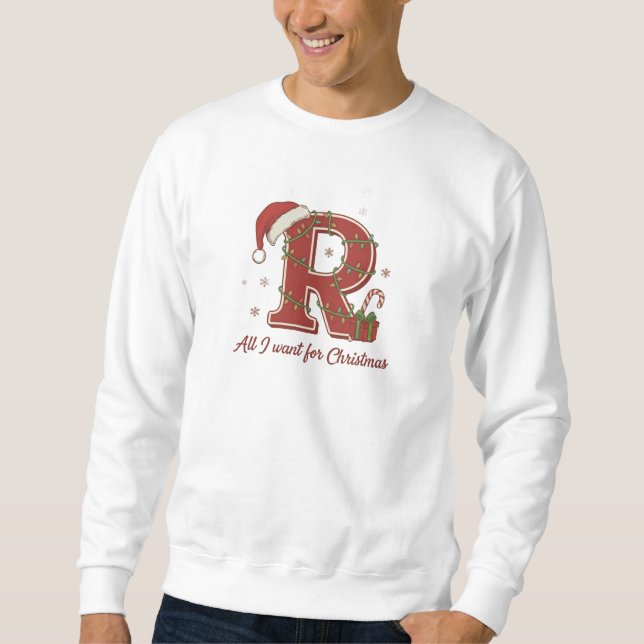 Moletom Letter R Christmas Monogram Design (Frente)
