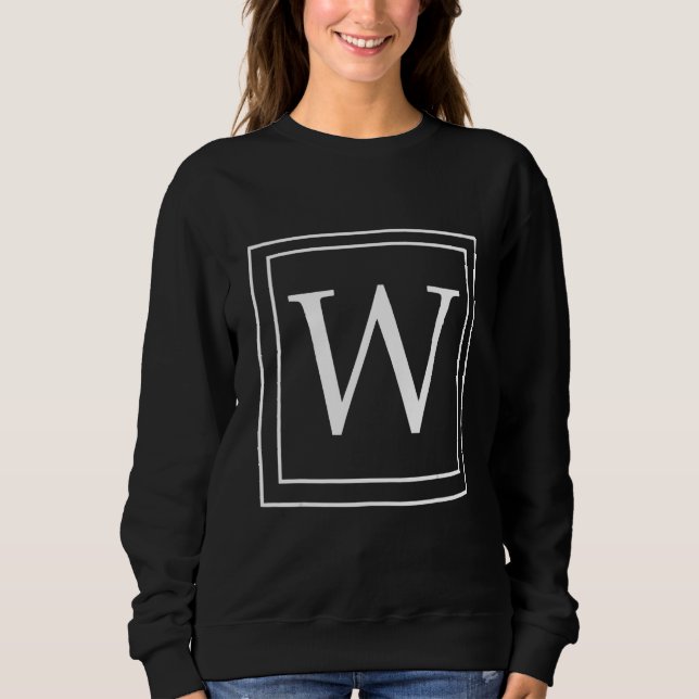 Moletom Letter W Monogram English Alphabet W Initial Gray (Frente)