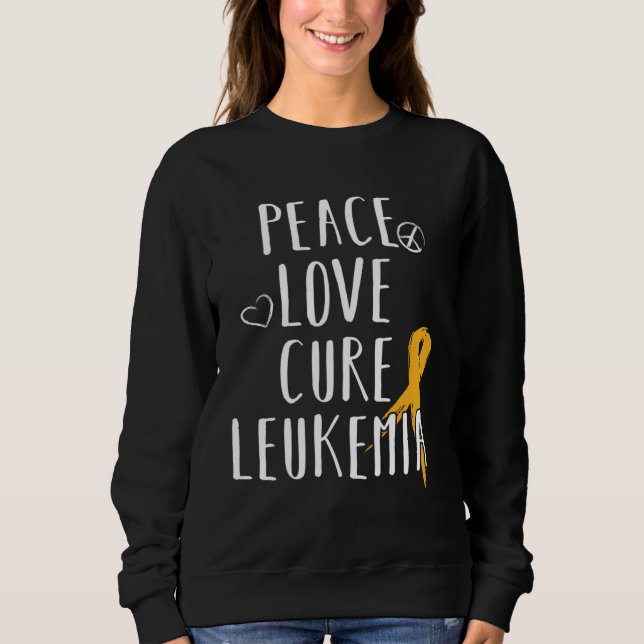 Moletom Leukemia Awareness  Love Peace Cure Leukemia (Frente)