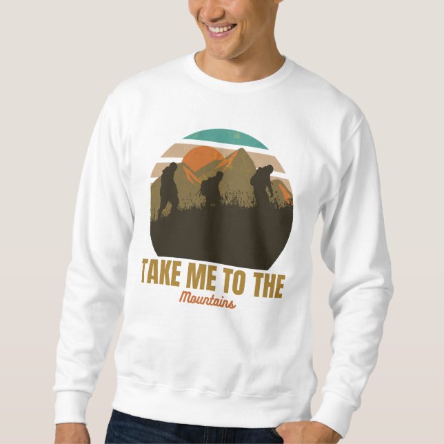 Moletom "Leva-Me Às Montanhas", Silhueta De Caminho Retroa (Frente)