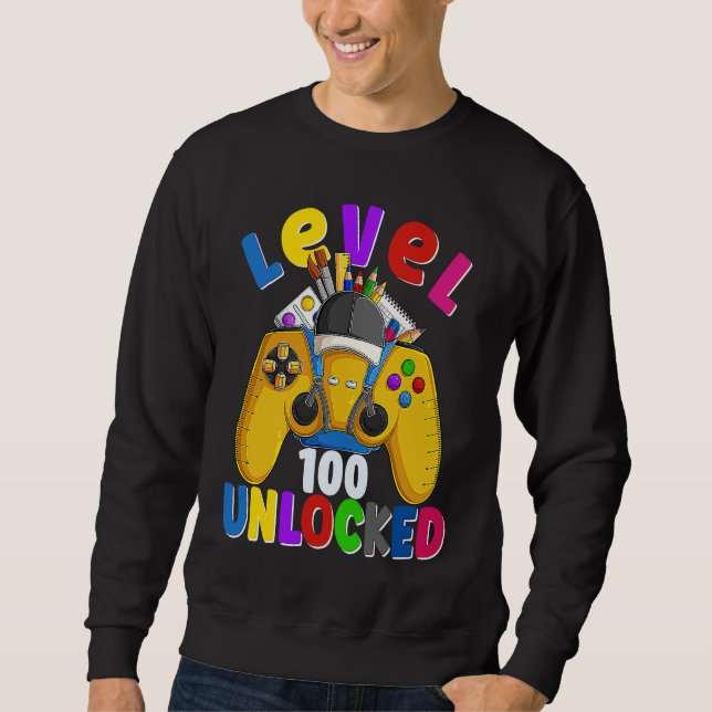 Moletom Level 100 Days Of School Unlocked Gamer Video Game (Frente)