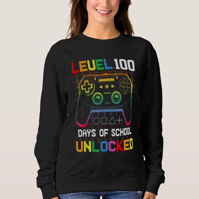 Moletom Level 100 days Of School Unlocked Gamer Video Game (Frente)