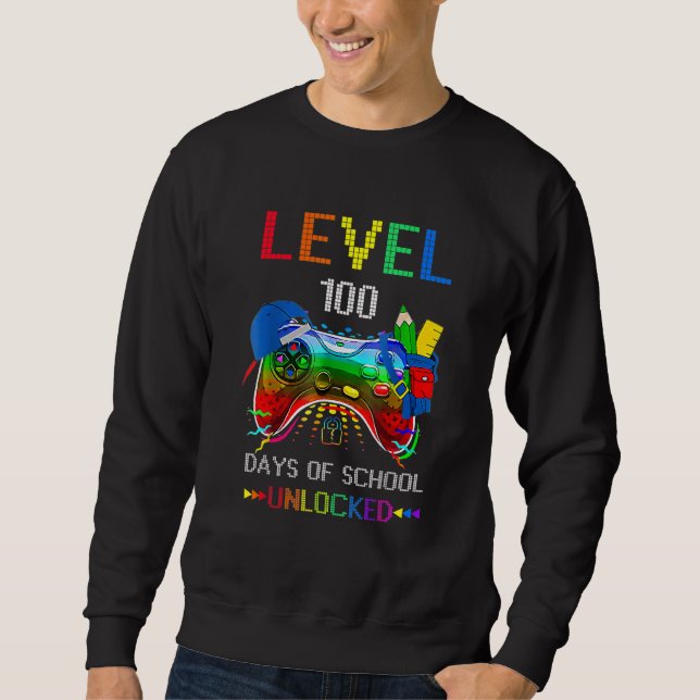 Moletom Level 100 Days Of School Unlocked Video Game Gamer (Frente)