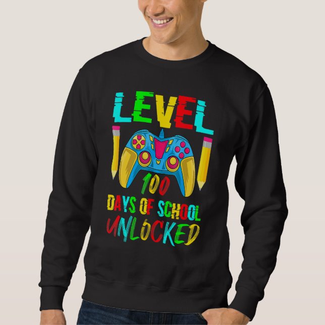 Moletom Level 100 Days Of School Unlocked Video Gamer Cont (Frente)