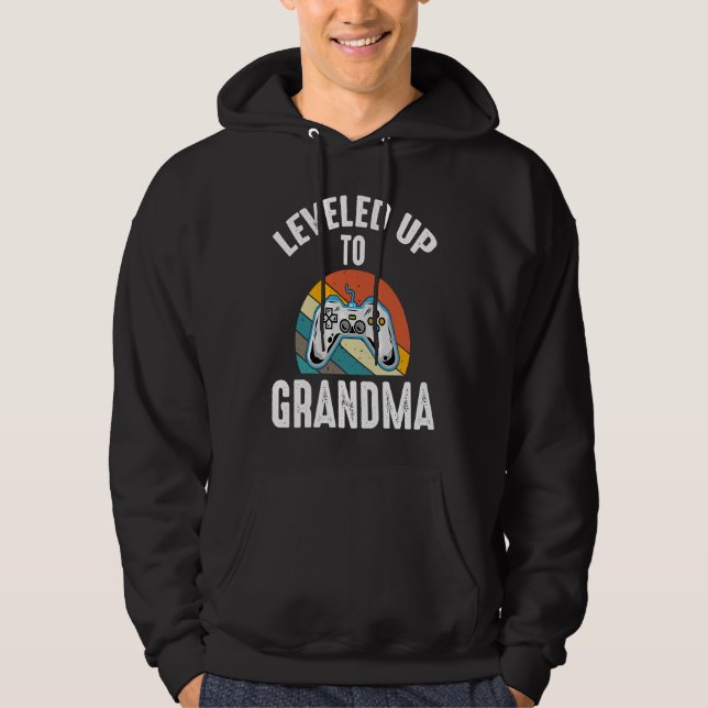 Moletom Leveled Up to Grandma Baby Reveal Promoted to Gran (Frente)