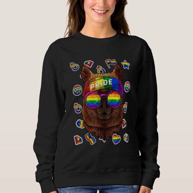 Moletom Lgbt Alpaca Orgulho gay Mês Fazenda Animal Rainbow (Frente)
