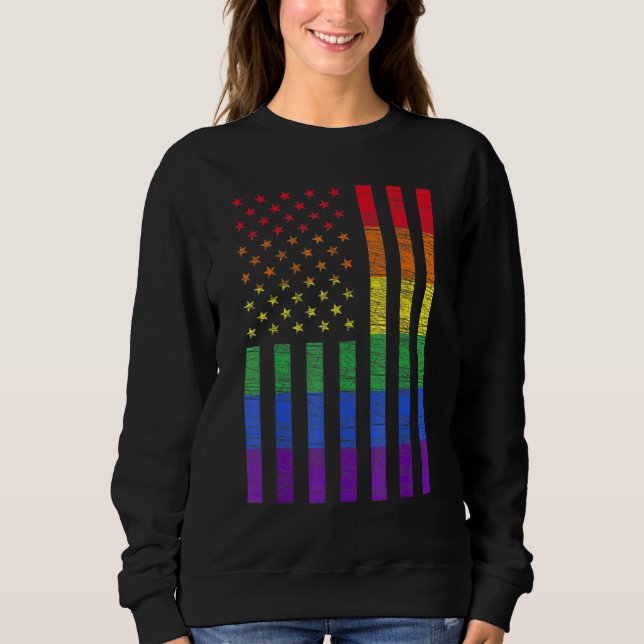 Moletom Lgbt American Flag Pride Rainbow Gay Lesbian Bi Tr (Frente)
