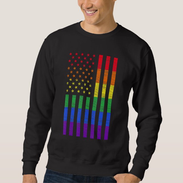 Moletom Lgbt American Flag Pride Rainbow Gay Lesbian Bisex (Frente)