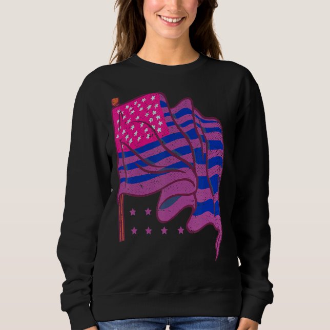 Moletom Lgbt Bi Pride Bisexuality USA Flag American Pride  (Frente)