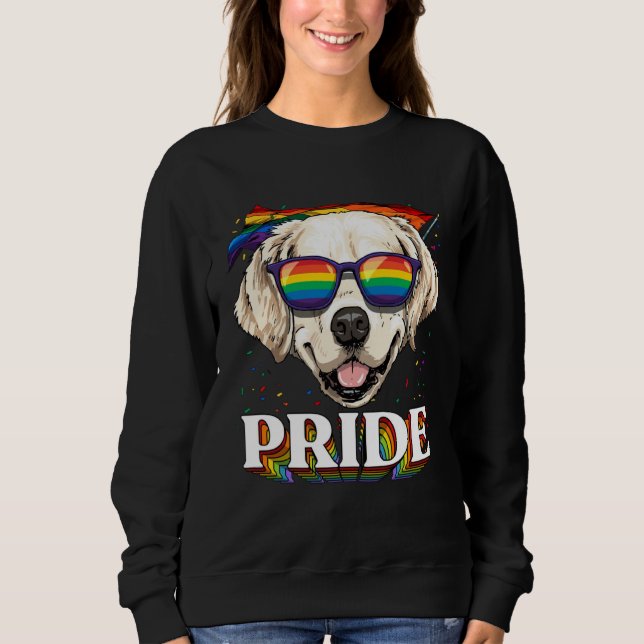 Moletom LGBT Golden Retriever Gay Pride Rainbow Flag Sungl (Frente)