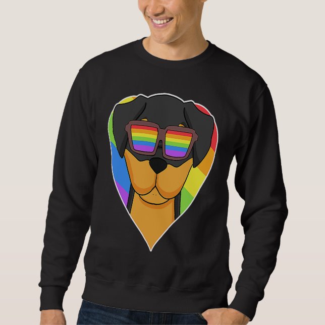 Moletom LGBT Heart Love Gay Pride Rainbow Animal Rottweile (Frente)