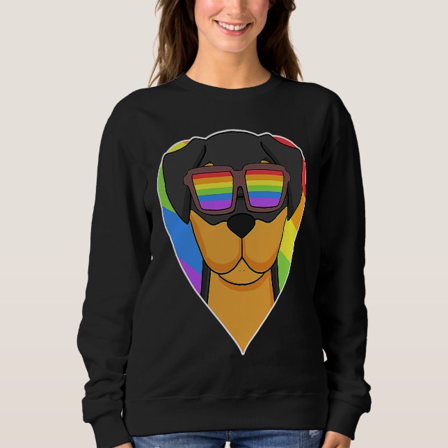 Moletom LGBT Heart Love Gay Pride Rainbow Animal Rottweile (Frente)