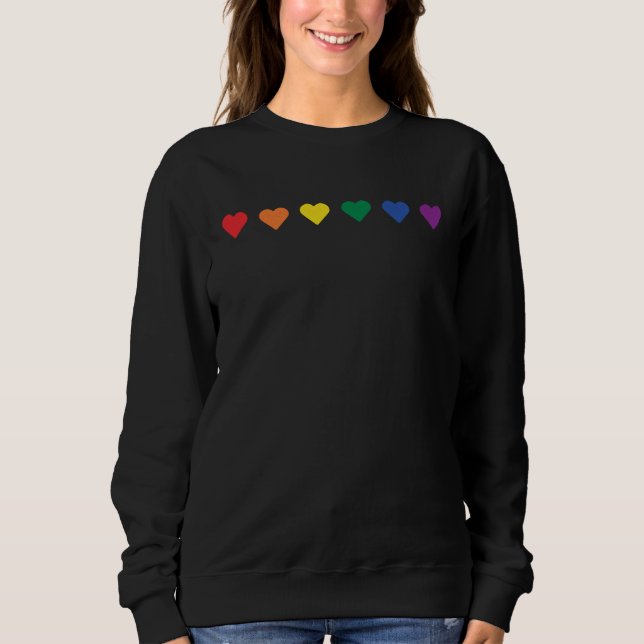 Moletom LGBT Hearts LGBTQ Rainbow Gay Lesbian B Love Trans (Frente)