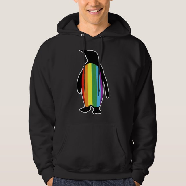 Moletom Lgbt Lgbtq Orgulho gay Rainbow Flag Penguin (Frente)