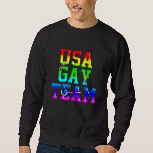Moletom Lgbt Orgulho gay Transgender Rainbow Usa Team Mens (Frente)