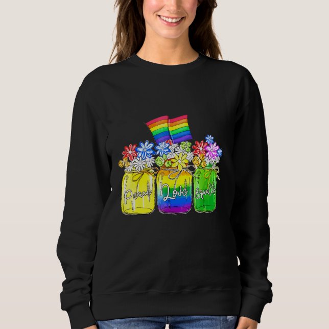 Moletom Lgbt Paz Igualdade Amor Rainbow Floral Lgbt Sinali (Frente)