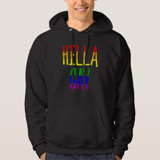 Moletom Lgbt Pride Hella Gay Rainbow Flag Support Human Ri (Frente)