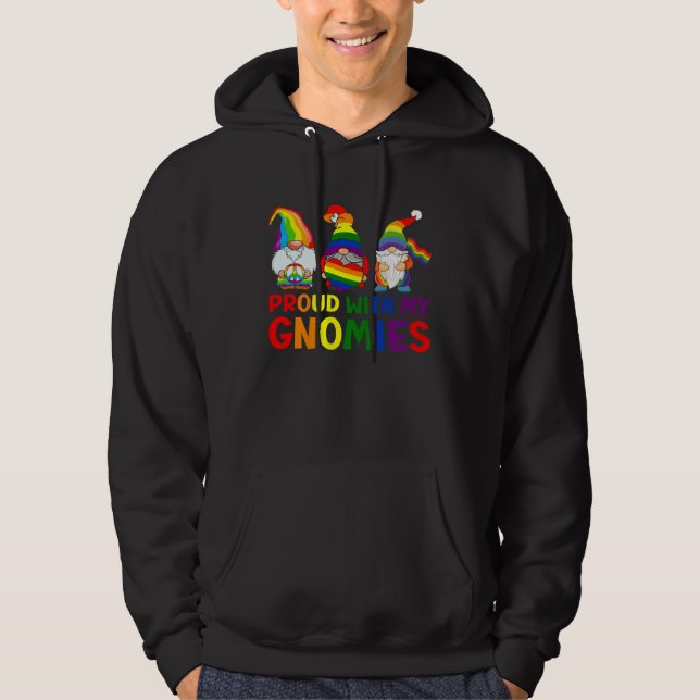 Moletom LGBT Pride LGBTQ Rainbow Gnomies  Proud with my Gn (Frente)