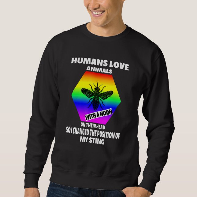 Moletom Lgbt Rainbow Bee Idea Apiologista Bee Gay Beekeepe (Frente)
