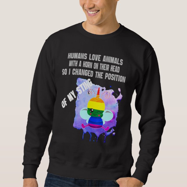Moletom Lgbt Rainbow Bee Idea Apiologista Bee Gay Beekeepe (Frente)