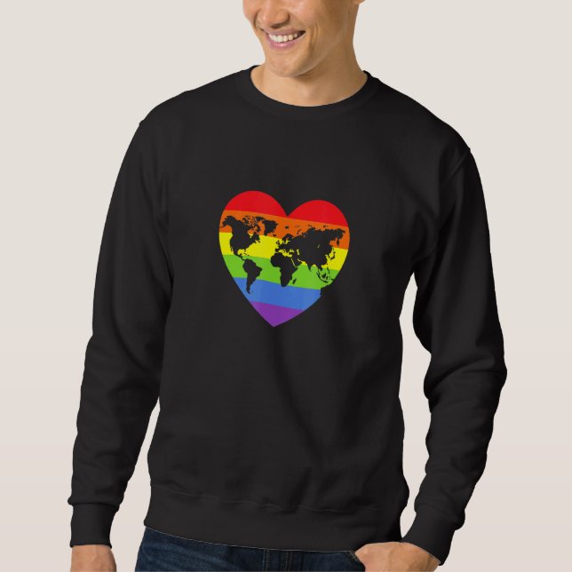 Moletom Lgbt Rainbow Love Heart Celebra o Gay Prid Lésbico (Frente)