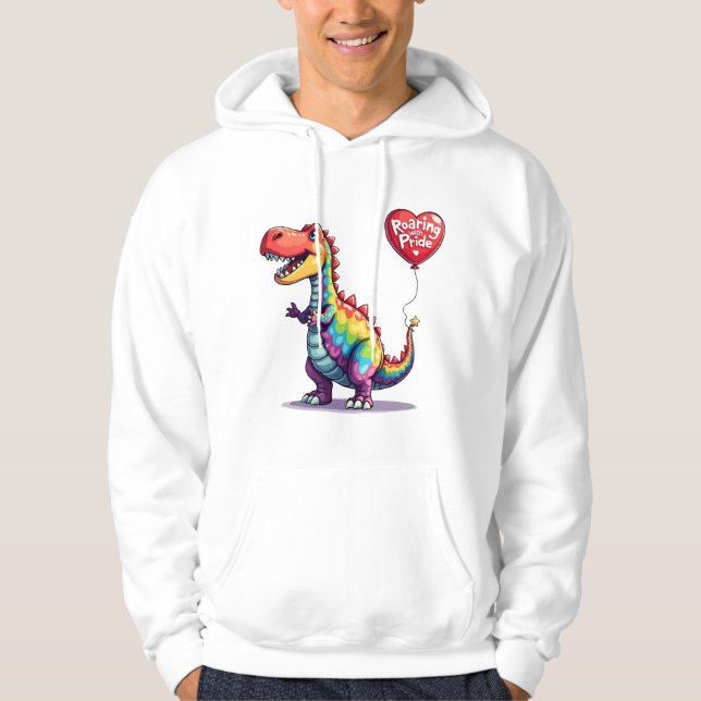 Moletom LGBTQ Dino Roaring Com Orgulho (Frente)