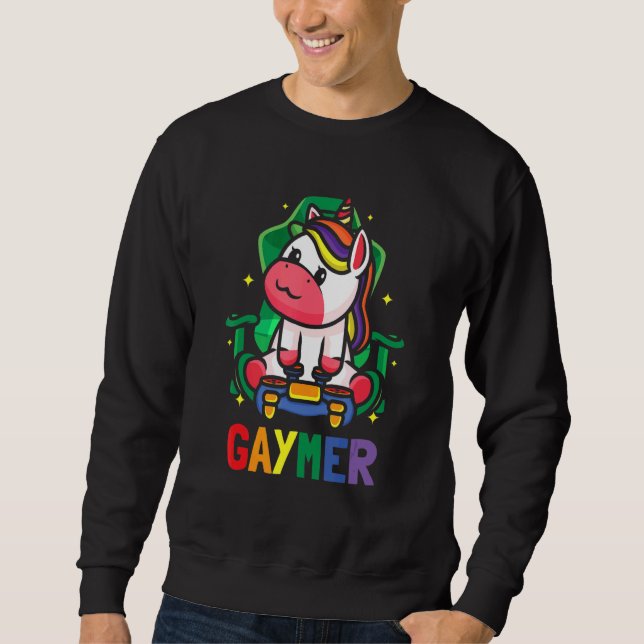 Moletom LGBTQ Gaming Lesbian Gamer Gaymer Unicorn Rainbow (Frente)