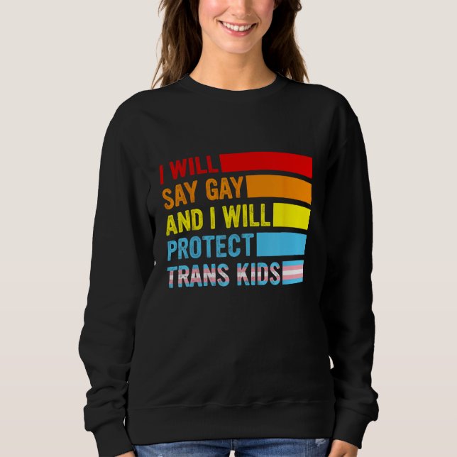 Moletom Lgbtq Pride I Will Say Gay And I Will Protect Tran (Frente)