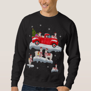 Moletom Lhamas Dirigindo Árvore de Natal Red Truck Llama C