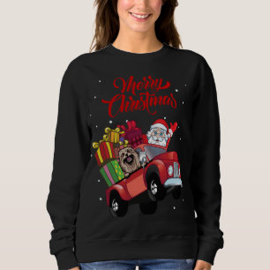 Moletom Lhasa Apso Com Papai Noel No Cachorro Vermelho