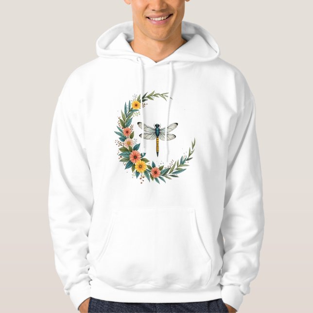 Moletom Libélula Boho Crescente Lua Sinal de Paz Hippie Dr (Frente)