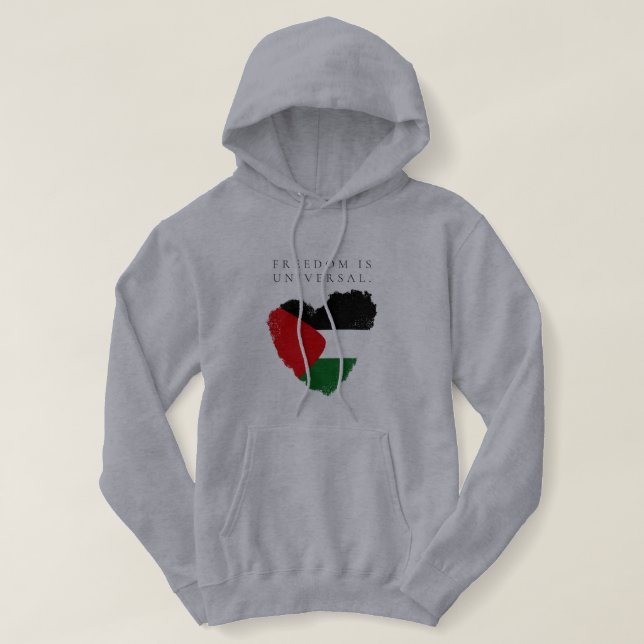 Moletom “Liberdade é Universal” com a bandeira coração da  (Frente do Design)