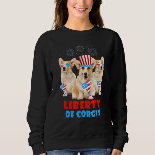 Moletom Liberty Corgis 4 De Julho Bandeira Americana Corgi