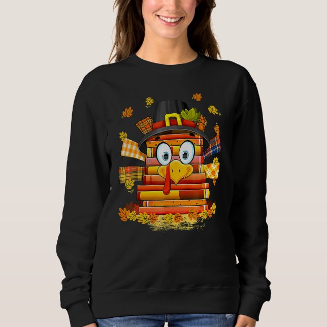 Moletom Librarian Book Lover Reader Funny Turkey Thanksgiv (Frente)