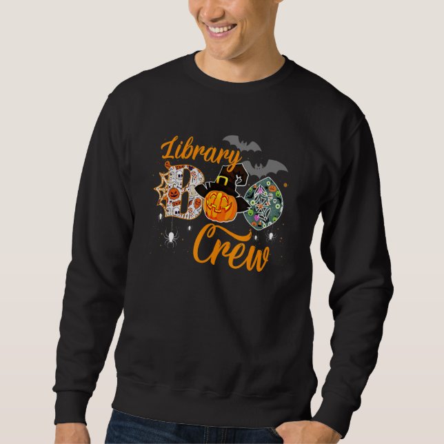 Moletom Library Boo Crew School Librarian Halloween Librar (Frente)