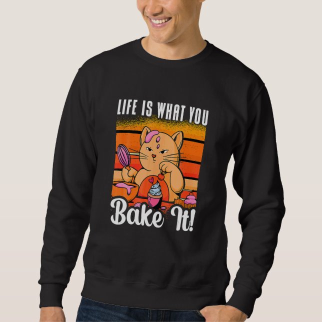 Moletom Life Is What You Bake It Bakery Love Baking Cat  B (Frente)