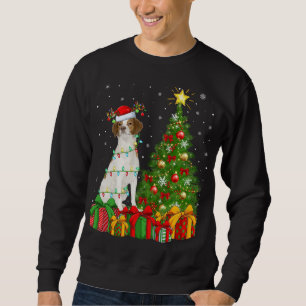 Moletom Lighting Xmas Tree Santa Hat Brittany Spaniel Dog