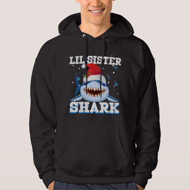 Moletom Lil Sister Shark Santa Hat Natal (Frente)