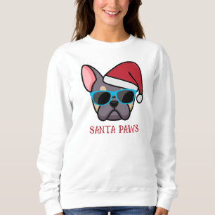 Moletom Lilás Engraçado Tan Frenchie Papai Noel Patas Nata