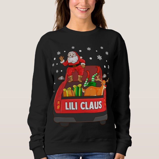 Moletom Lili Claus Red Truck Papais noeis Reindeer Elf Nat (Frente)